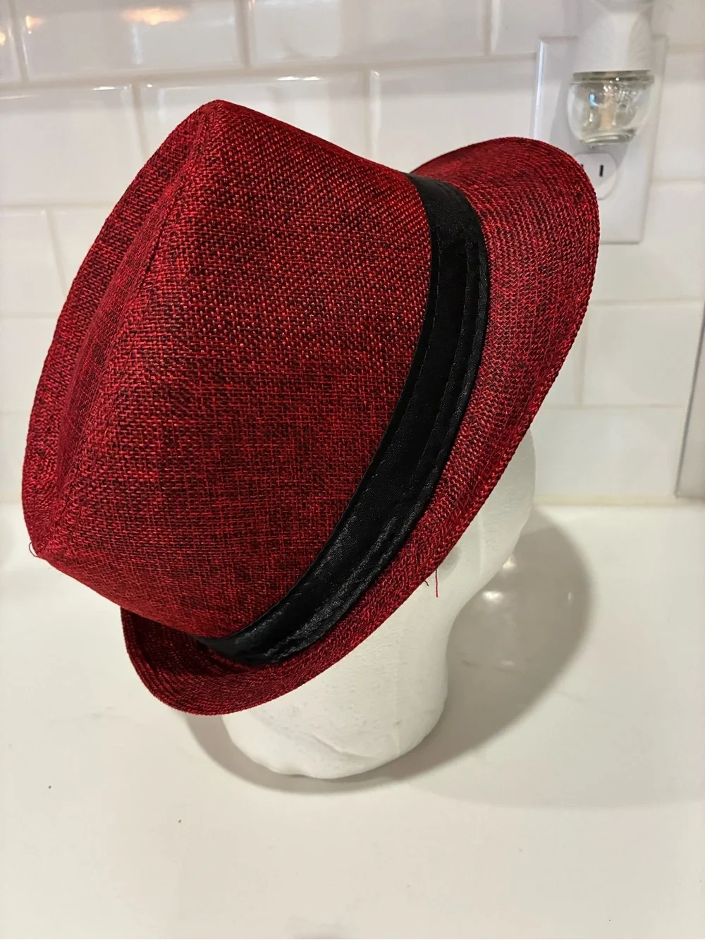 Red Fedora Hat with Black Band - Classic Men's Hat